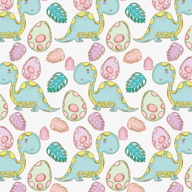 dino yumurta arka plan vektör çizim ile şirin diplodocus