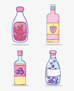 Yaz meyve suları koleksiyonu vektör çizim grafik tasarım