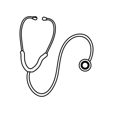 satır sağlık stetoskop enstrüman kalp ritim vektör çizim için