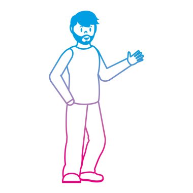 bozulmuş satır mutlu adam saç sakal ve giysi vektör çizim ile