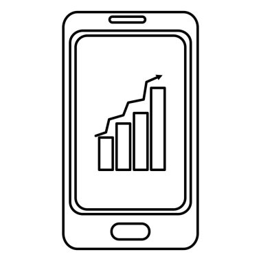 istatistik grafik vektör çizim büyüyen bar ile akıllı telefon hattı