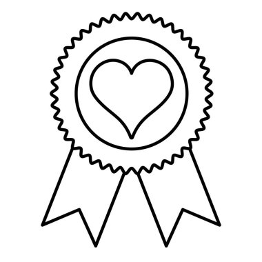 satır kalp sembolünün amblemi ile şerit dekorasyon vektör çizim içinde