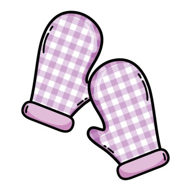 Mutfak eldiven nesne koruma vektör çizim pişirmek