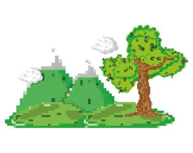 Pixelated orman sahne karikatür vektör çizim grafik tasarım