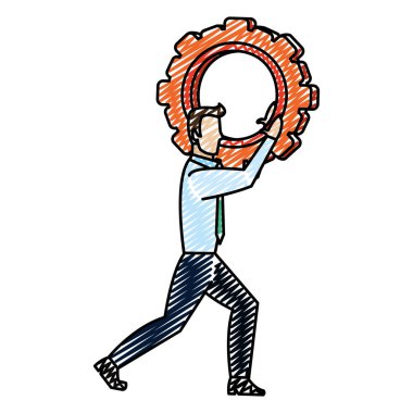 Doodle profesyonel işadamı özel eşyaları işlem vektör çizim