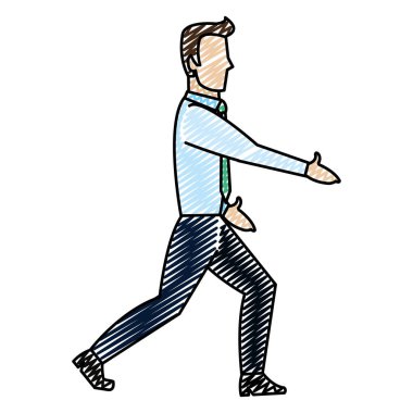 Doodle kurumsal işadamı özel manegar profesyonel vektör çizim