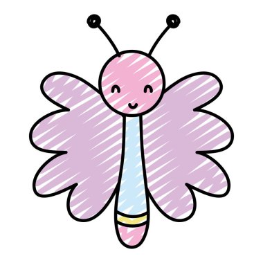 Güzellik kelebek kanatları vektör çizim böcek hayvanla doodle
