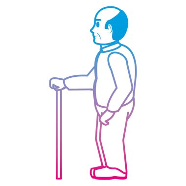 giysi ve baston vektör çizim tarafında satır yaşlı adam bozulmuş