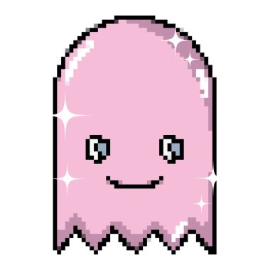 piksel mutlu video oyunu sanal karakter vektör çizim