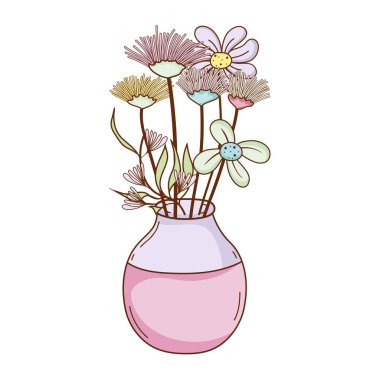 mason kavanoza vektör çizim içinde egzotik çiçekler bitkiler