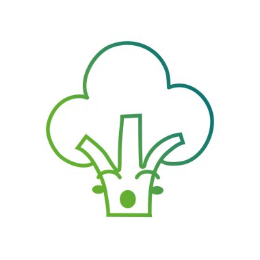 satır kawaii şirin mutlu brokoli sebze vektör çizim