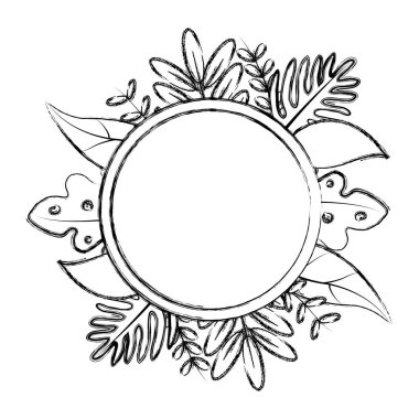 Grunge doğal bitkiler yaprakları daire tasarlamak vektör