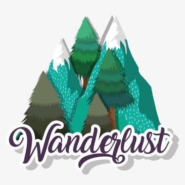 Buz Dağları çam ağaçları manzara vektör çizim ile