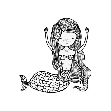 satır güzel kadın siren eller yukarı vektör çizim ile