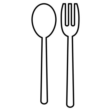 kaşık ve çatal çatal bıçak takımı mutfak gereçler vektör çizim çizgi