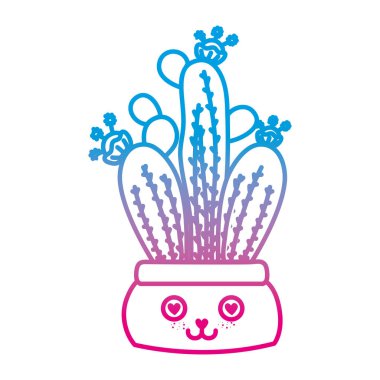 aşk bitki saksı vektör çizim içinde yapraklarla bozulmuş satır kawaii