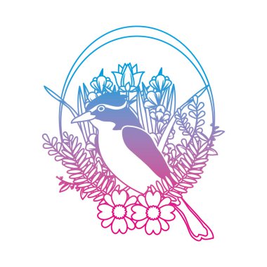 bozulmuş satır kuş hayvan yaprakları ile dallar ve vektör çizim çiçek