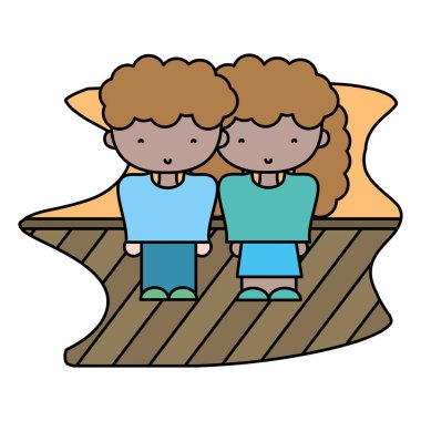 renk erkek ve kız moda giysiler vektör çizim ile birlikte