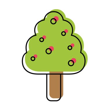 taşınan renk organik elma meyve vektör çizim ile ağaç doğa