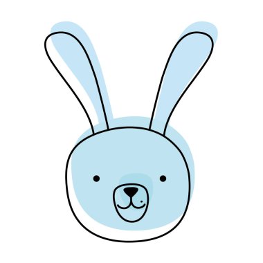 renkli karikatür tavşan erkek baş hayvan vektör çizim taşındı