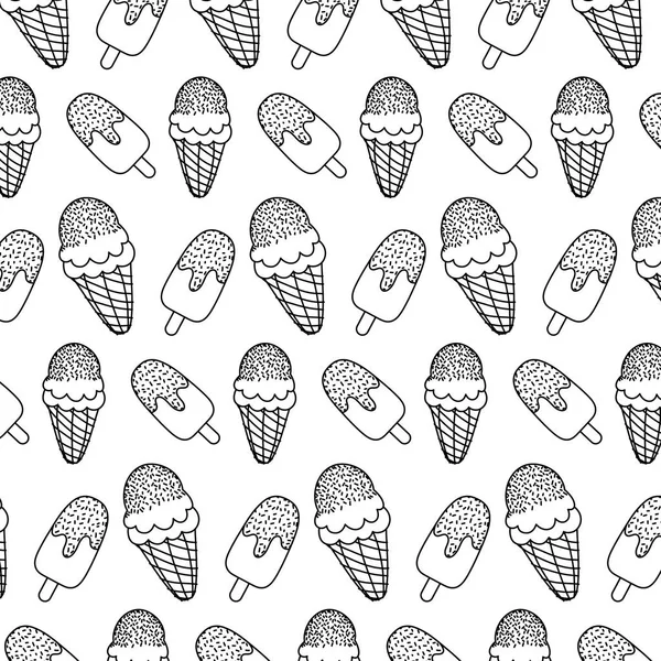 Ligne Glace Lollies Crème Cône Backgroud Vecteur Illustration — Image vectorielle