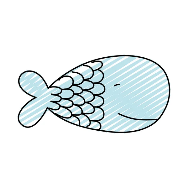 Doodle Havet Fisk Naturliga Animaliska Design Vektorillustration — Stock vektor