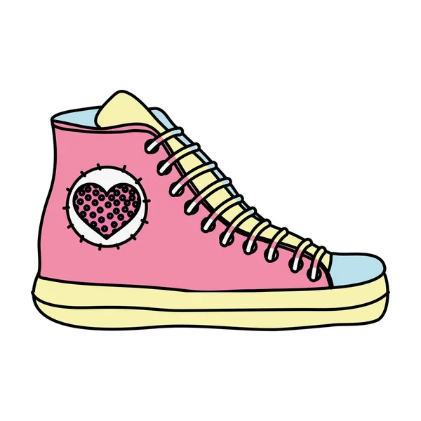 Color Fashion Sneaker Shoes Heart Design Vector Illustration — Stock Vector