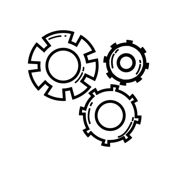 ラインの歯車業界エンジニア リング プロセスのベクトル図 — ストックベクタ