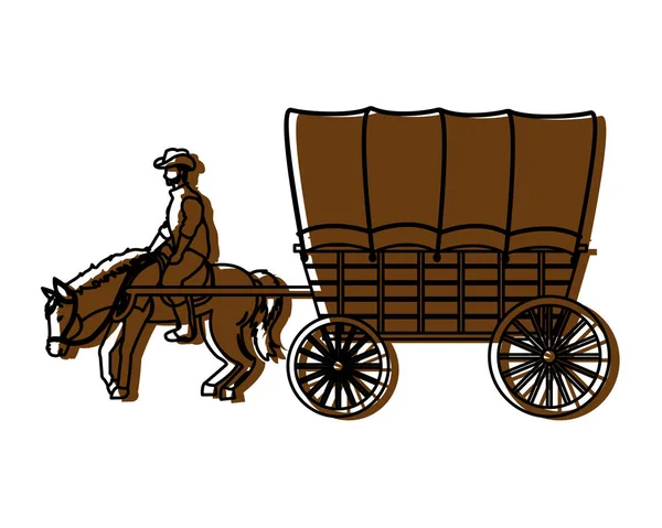 Перемещенная Цветная Лошадь Векторной Иллюстрацией Транспортного Средства Перевозки Кареты — стоковый вектор