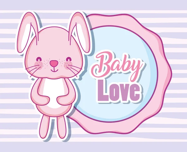 Amore Bambino Con Disegno Grafico Illustrazione Vettoriale Coniglietto — Vettoriale Stock