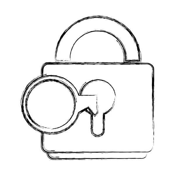 Grunge Key Object Close Lucchetto Sicurezza Vettoriale Illustrazione — Vettoriale Stock