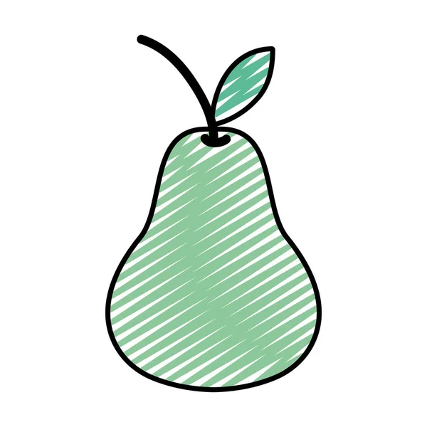 Doodle Läckra Päron Ekologisk Frukt Kost Vektorillustration — Stock vektor