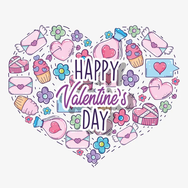 Forma Corazón Con Ilustración Vectorial Decoración Día San Valentín — Vector de stock