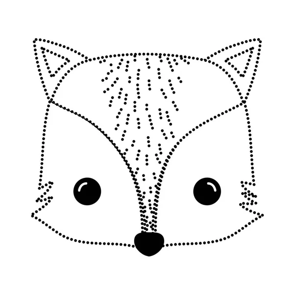 Dotted Shape Adorable Fox Head Wild Animal Vector Illustration — Stock Vector