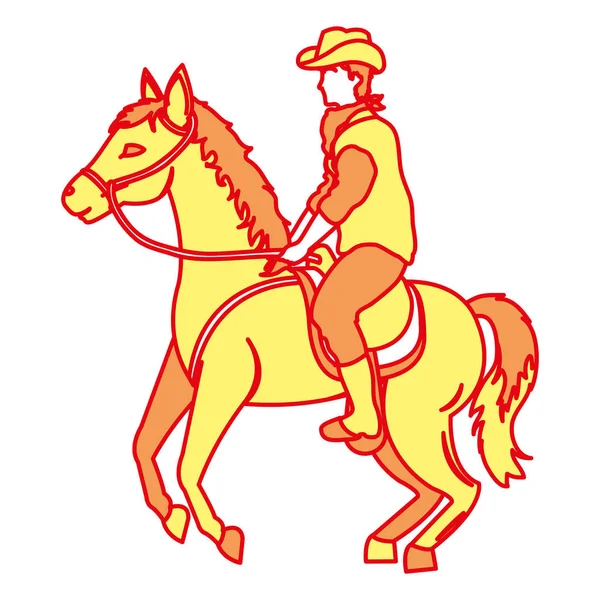 Duo Color Man Beard Ride Horse Animal Vector Illustration — стоковый вектор