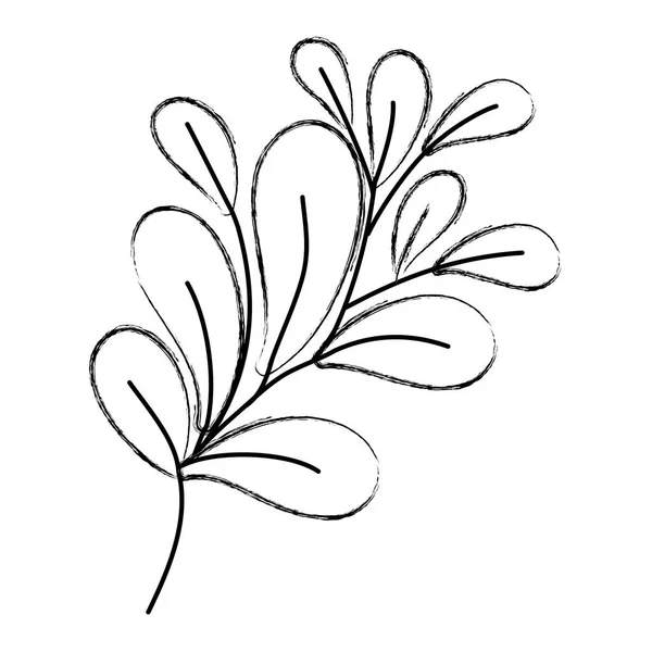 Grunge Exotischen Pflanzenstil Mit Zweigblättern Vektor Illustration — Stockvektor
