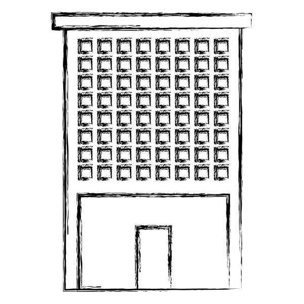 Гранж Архитектура Городского Здания Векторной Иллюстрацией Окон — стоковый вектор