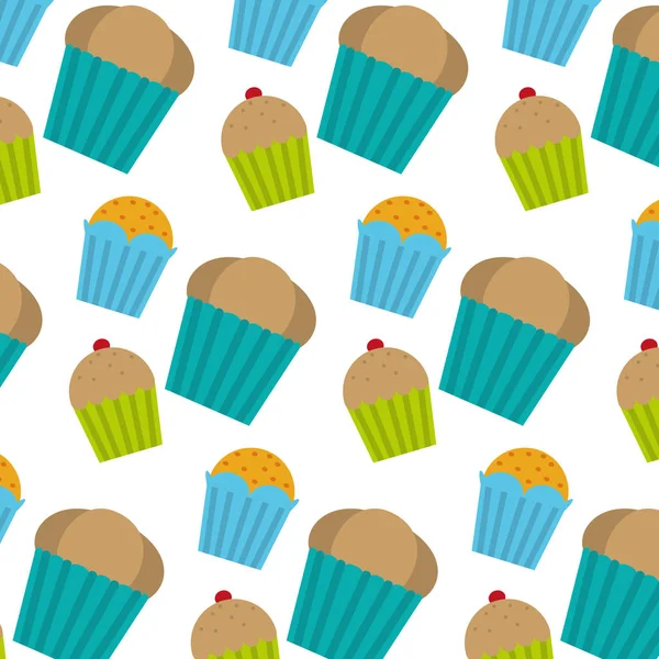 Délicieux Muffin Doux Fond Dessert Illustration Vectorielle — Image vectorielle