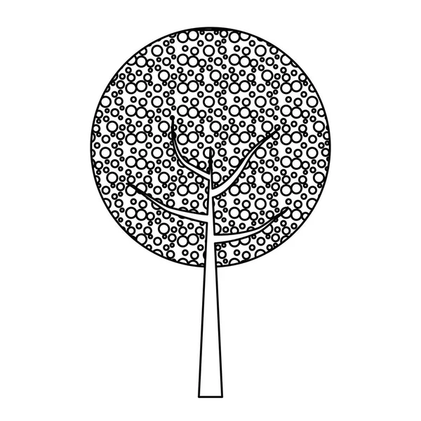 Linea Albero Naturale Con Gambo Foglie Disegno Vettoriale Illustrazione — Vettoriale Stock