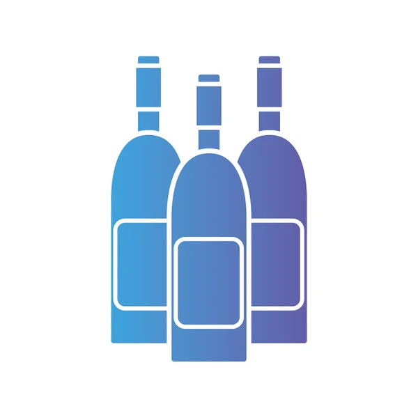 Linie Weinflaschen Celebretion Getränkevektor Illustration — Stockvektor