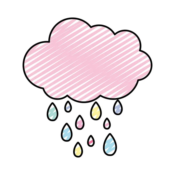 Doodle Φύση Σύννεφο Που Βρέχει Καιρός Για Την Εικονογράφηση Διάνυσμα — Διανυσματικό Αρχείο