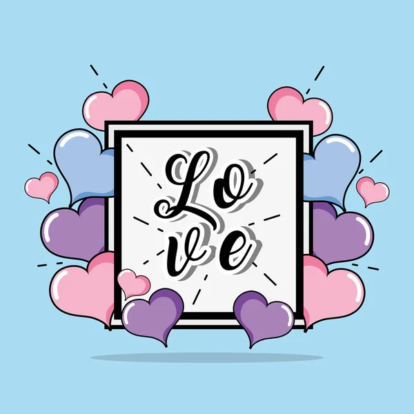 Diseño Corazones Con Amor Decoración Mensaje Vector Ilustración — Vector de stock