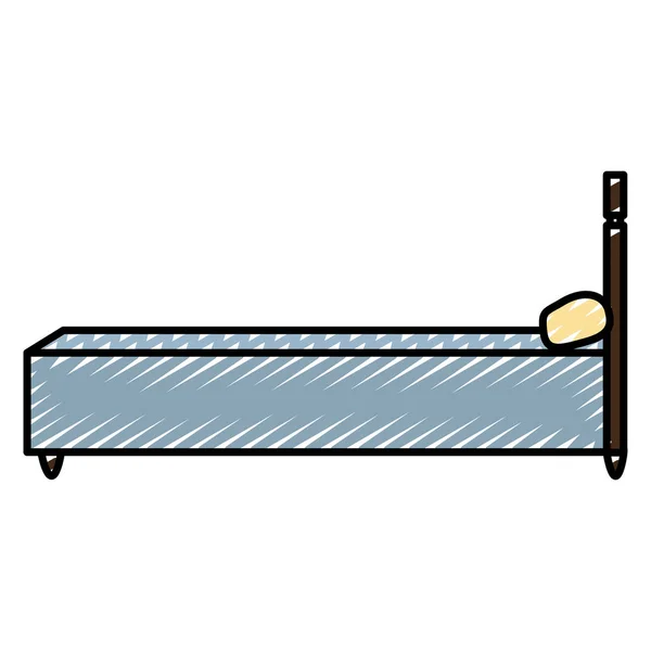 Doodle Afslag Bed Object Met Comfort Kussen Vectorillustratie — Stockvector