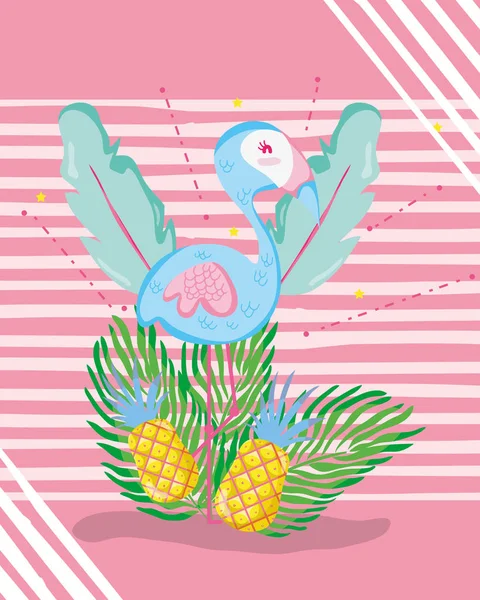 Punchy Pastel Flamengo Frutas Vetor Ilustração Design Gráfico — Vetor de Stock