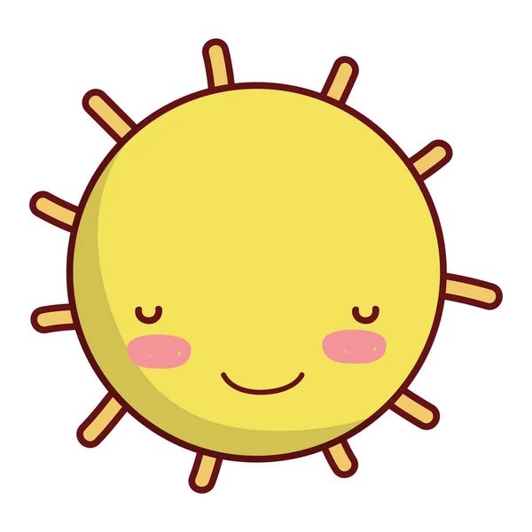 Glücklich Kawaii Sonnenschein Sonne Wetter Vektor Illustration — Stockvektor