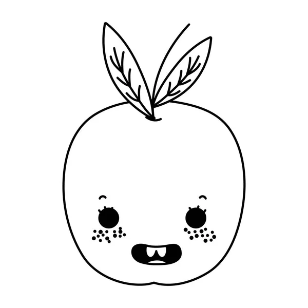 Linha Kawaii Feliz Uva Deliciosa Fruta Vetor Ilustração — Vetor de Stock