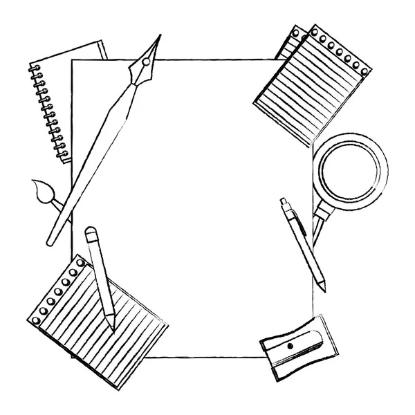 Гранж Эмблема Школьной Творческой Посудой Стиль Векторной Иллюстрации — стоковый вектор