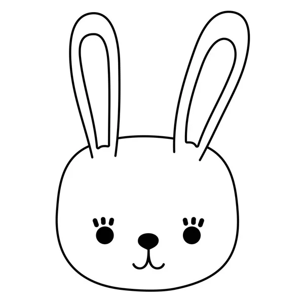 Line Rabbit Head Cute Wild Animal Vector Illustration — Stock Vector