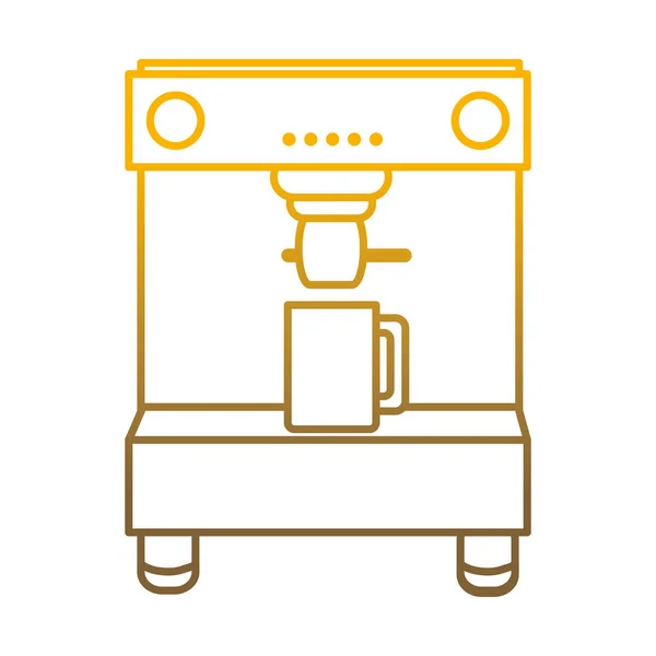 Abgebaute Linie Kaffeemaschine Objekt Mit Tasse Vektor Illustration — Stockvektor