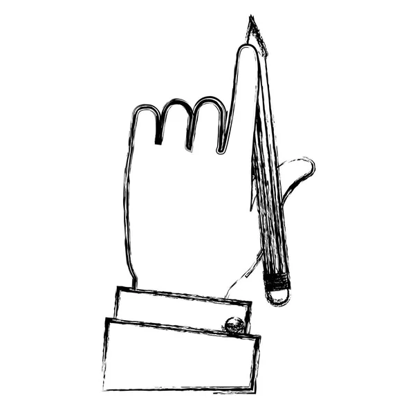 Grunge Empresário Mão Com Lápis Madeira Objeto Vetor Ilustração —  Vetores de Stock